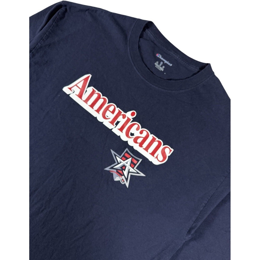 Champion Rochester Americans AHL Hockey Long‎ Sleeve T-Shirt Men's XL Navy Blue